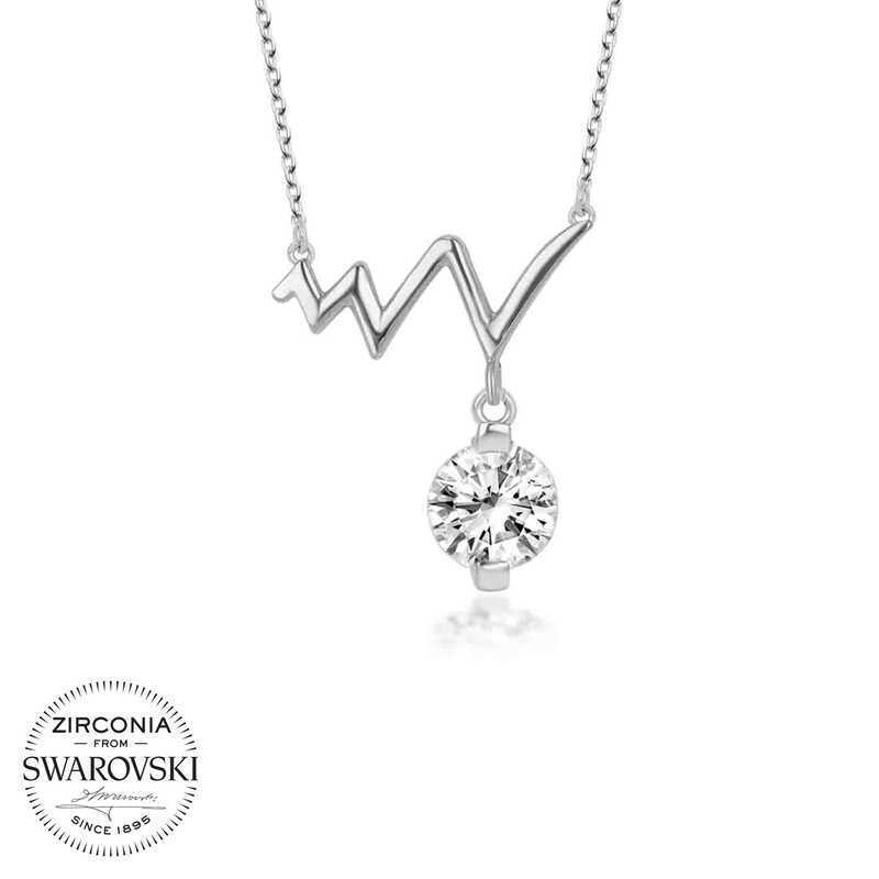 Swarovski Taşlı Gümüş Ritim Bayan Kolye